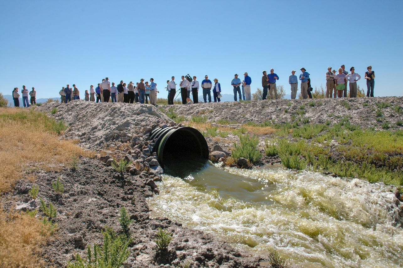 Water gushing into South Shore Preserve in 2009.