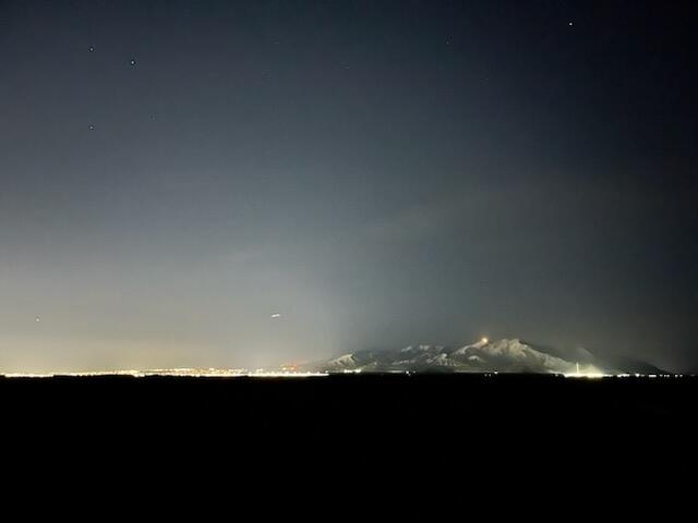 Light pollution at night.