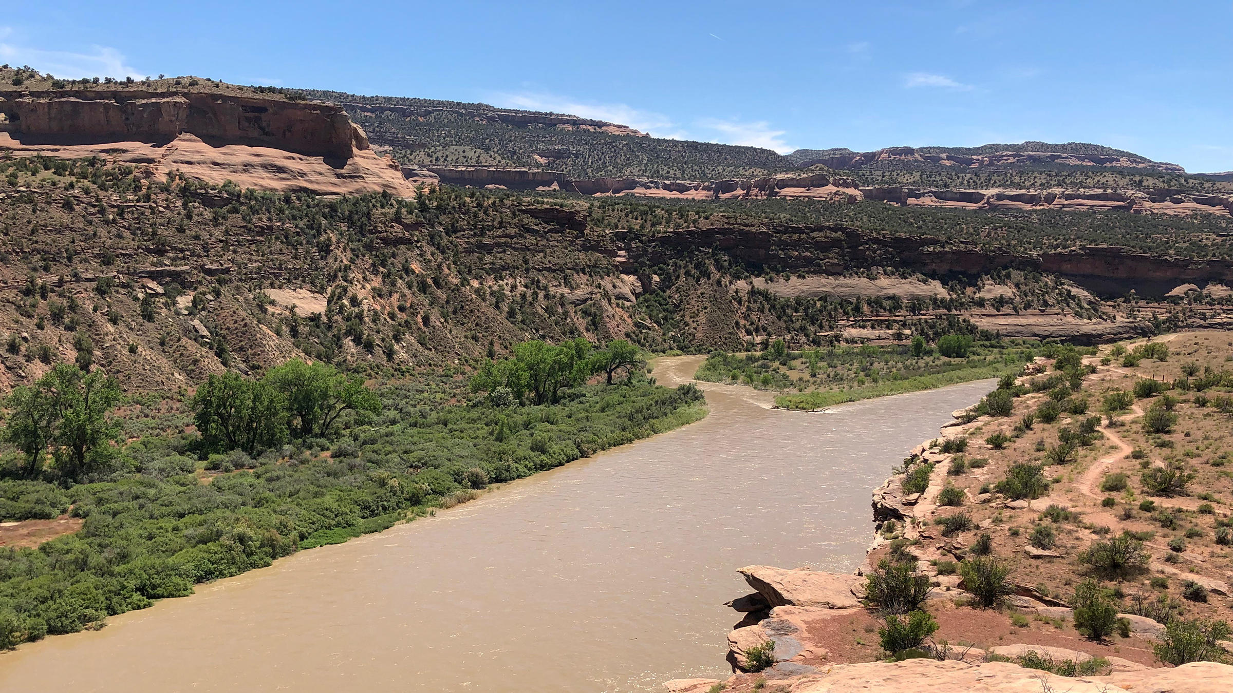 Colorado River at the Colorado/Utah state line, flowing at 37,700 cubic feet per second.