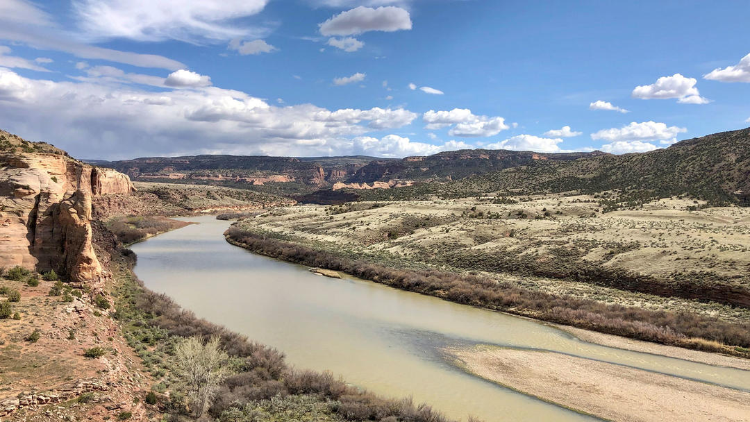 The Colorado River flows through Mesa County, Colorado.