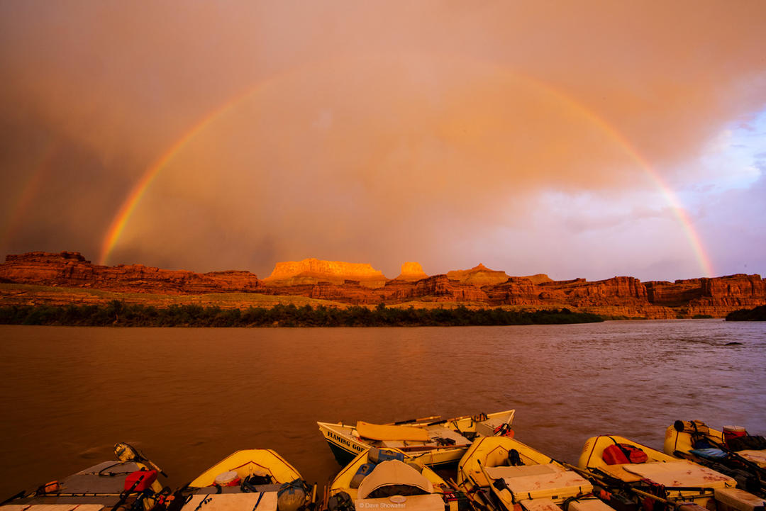 Rainbow over Mitten Butte and the Colorado River.