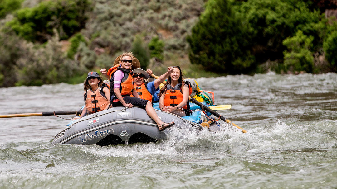 Bebo Andrews, Dennis Tharp, and their daughter, Nisty, on the Audubon Rockies Green River trip. 